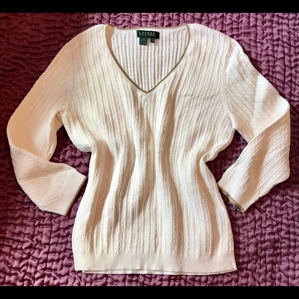 💝LAUREN RALPH LAUREN BABY CABLE V NECK SWEATER